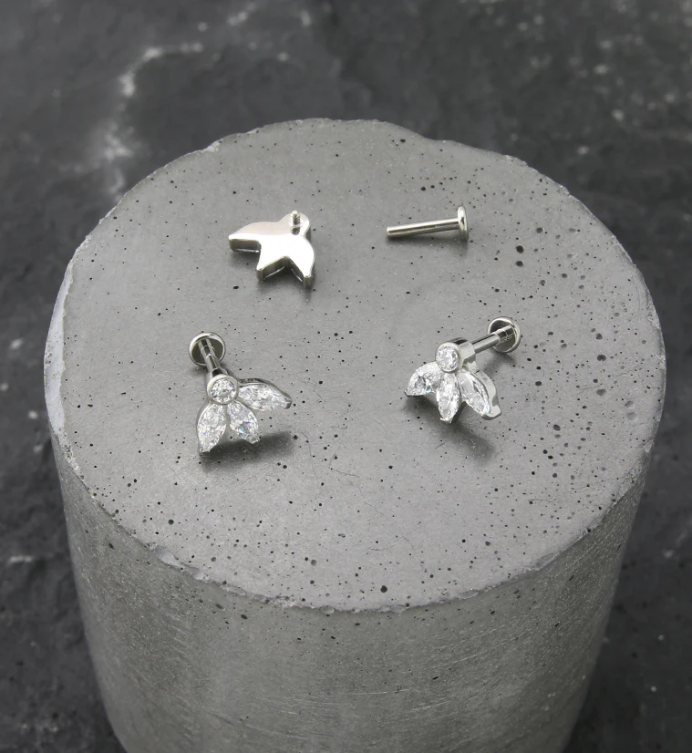 Sepal Clear CZ Titanium Internally Threaded Labret - Image 2