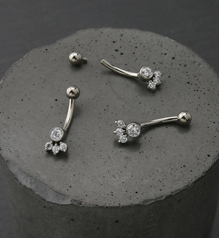Sepal CZ Internally Threaded Titanium Curved Barbell - Image 2
