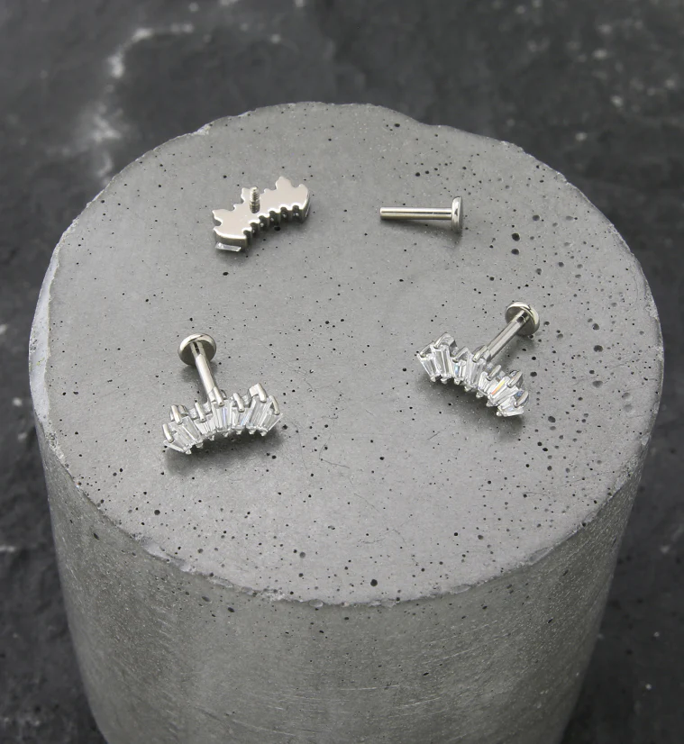 Septennial Clear CZ Titanium Internally Threaded Labret - Image 2