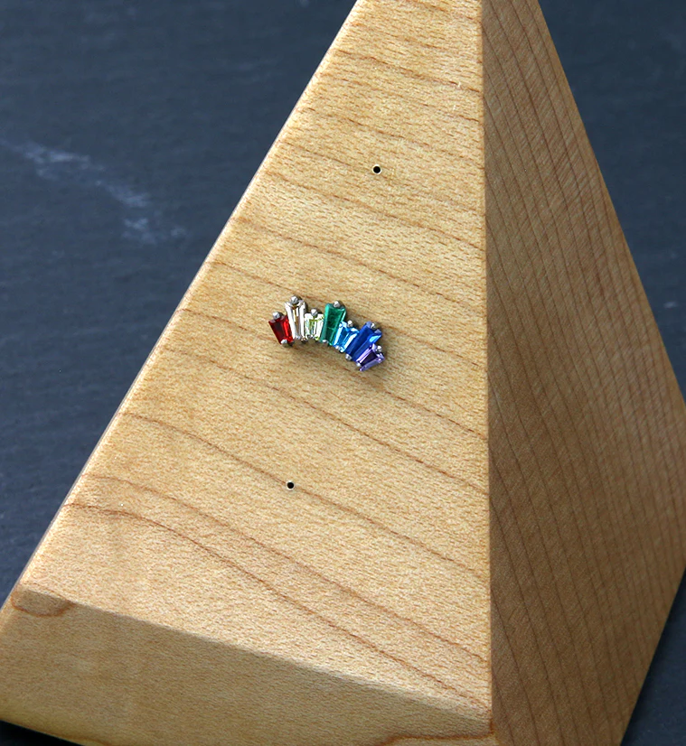 Septennial Rainbow CZ Threadless Titanium Top - Image 2