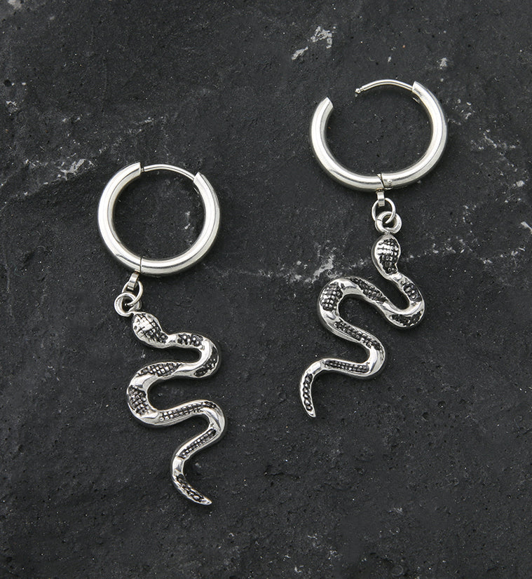 Serpent Stainless Steel Hoop Earrings - Image 2