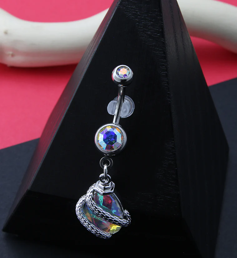 Serpent Teardrop Aura CZ Belly Button Ring - Image 2