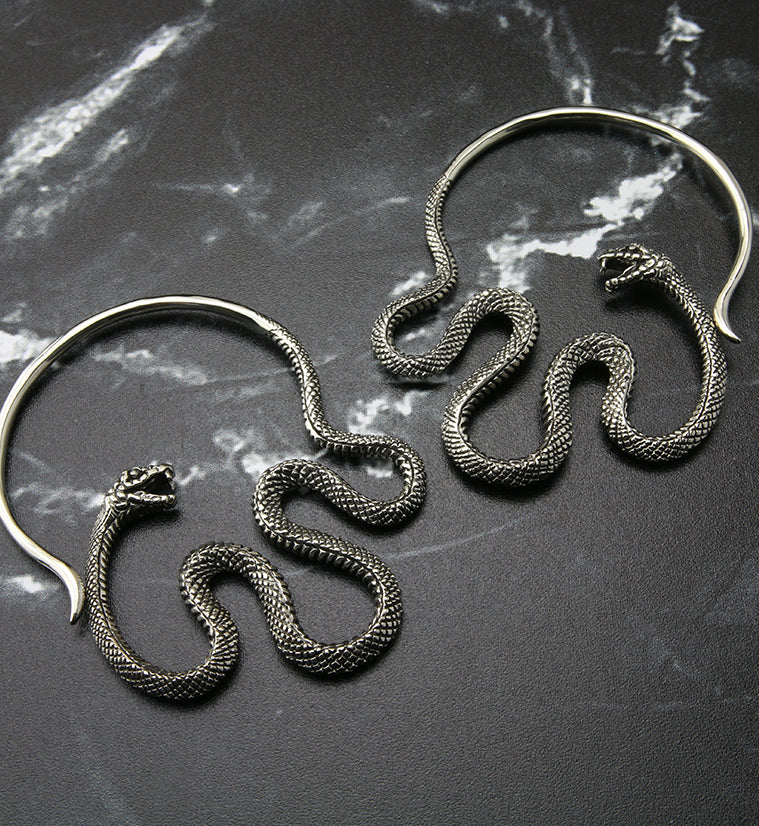 Sidewinder Snake White Brass Ear Weights - Image 2