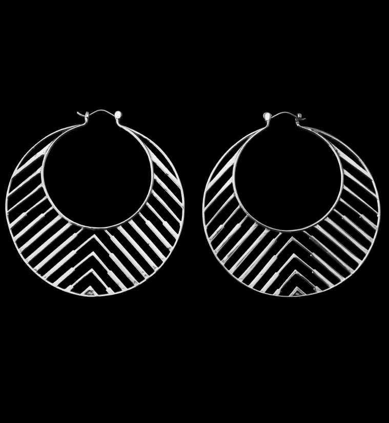 Silver Chevron Titanium Hangers - Earrings