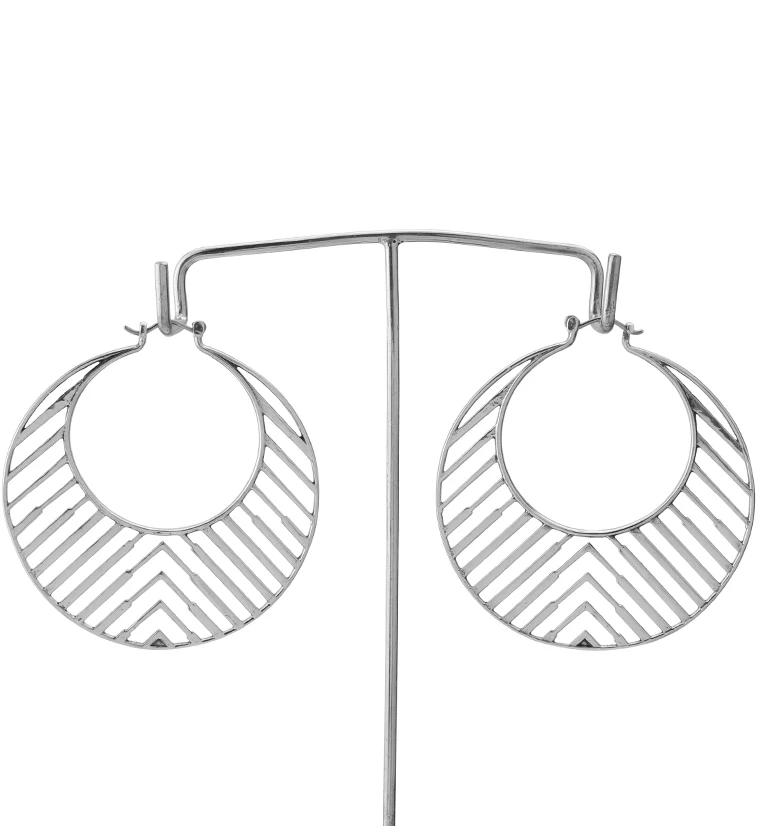 Silver Chevron Titanium Hangers - Earrings - Image 3