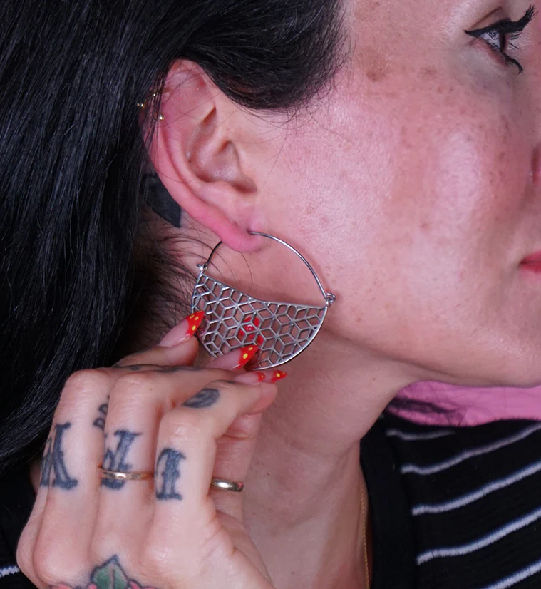 Silver Rhombille Titanium Hangers - Earrings - Image 4