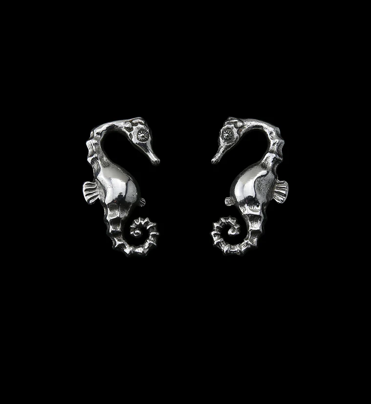 Silver Seahorse Ear Weights - Image 2