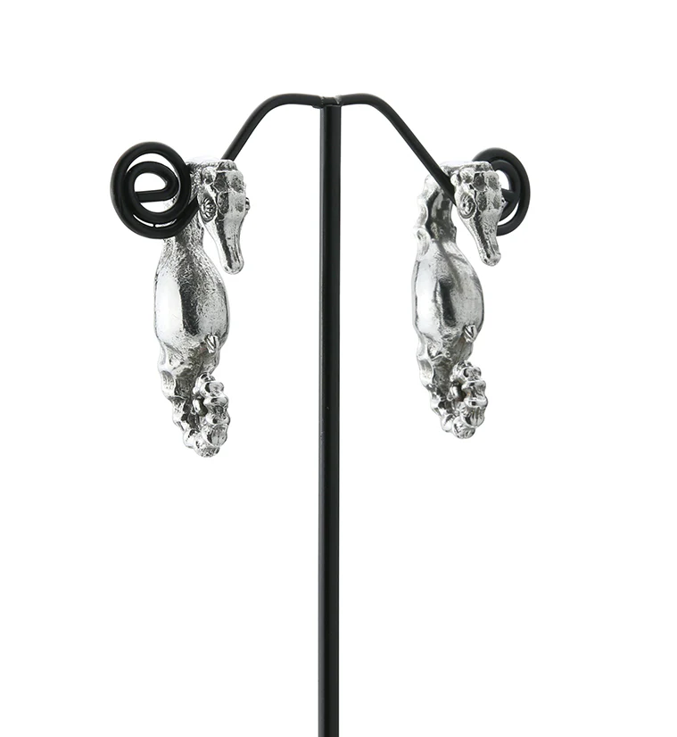Silver Seahorse Ear Weights - Image 4