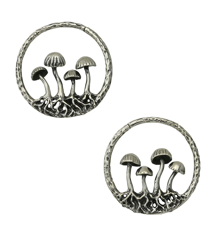 Silver Shroom White Brass Ear Weights - Image 3