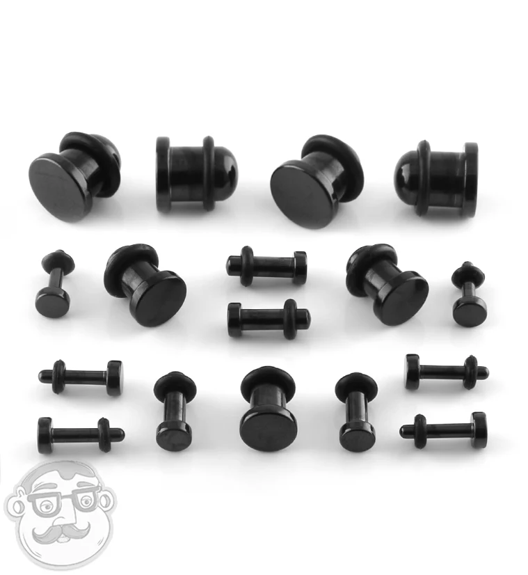 Simple Single Flare Black Steel Plugs - Image 2