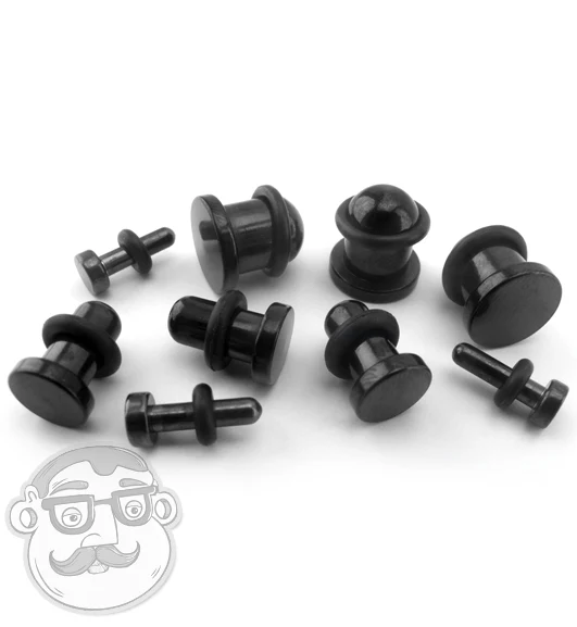 Simple Single Flare Black Steel Plugs - Image 3