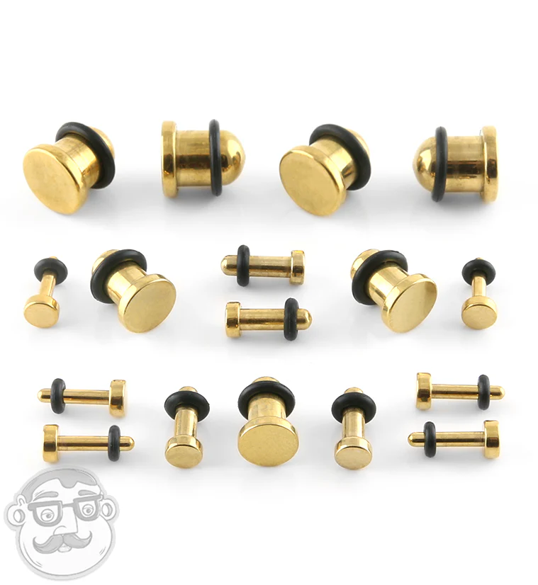 Simple Single Flare Gold Steel Plugs - Image 2