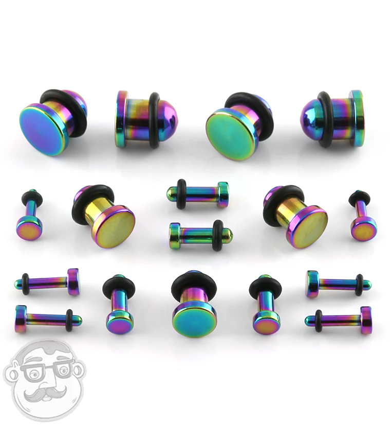 Simple Single Flare Rainbow Steel Plugs - Image 2