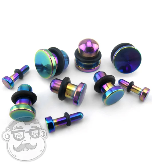 Simple Single Flare Rainbow Steel Plugs - Image 4