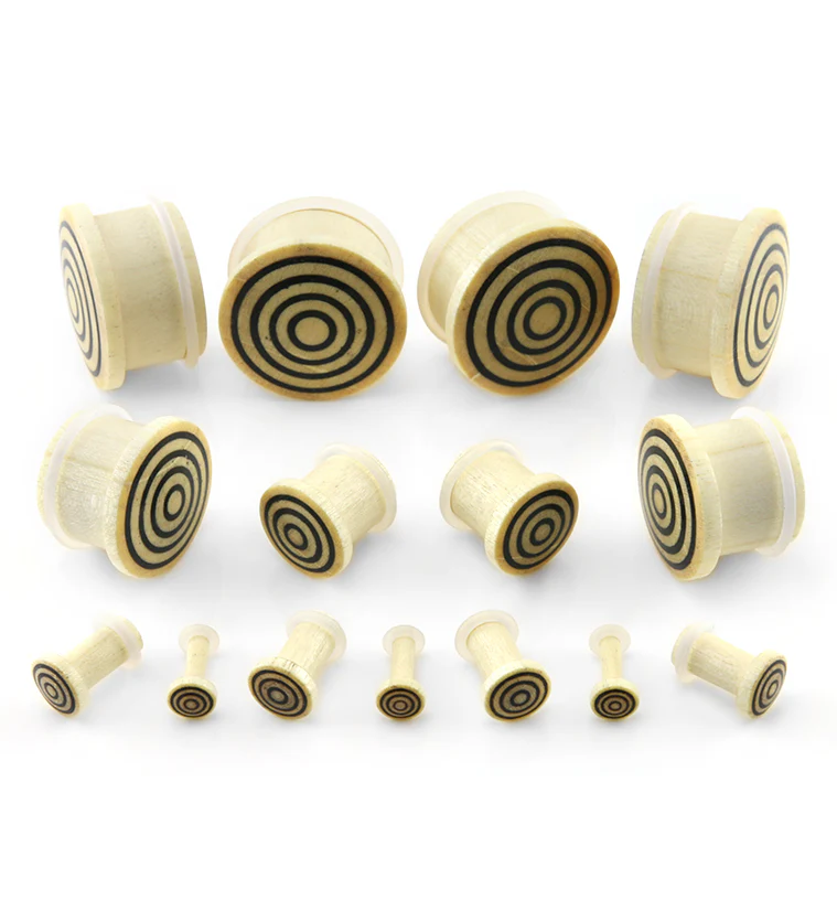 Single Flare Crocodile Wood Plugs with Triple Target Inlay - Image 3