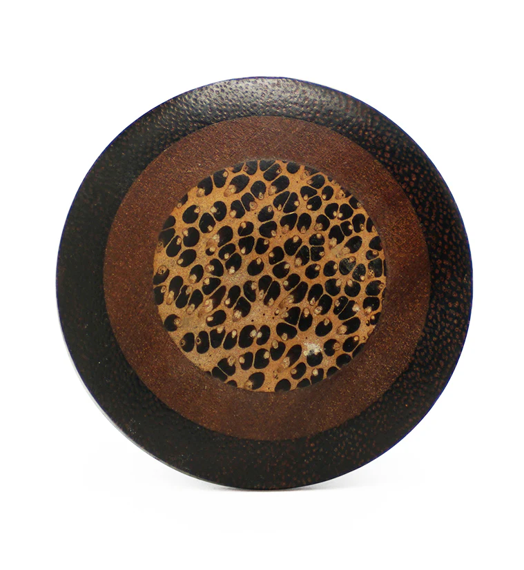 Single Flare Dark Tamarind Wood Plugs with Saba & Coconut Inlay - Image 3