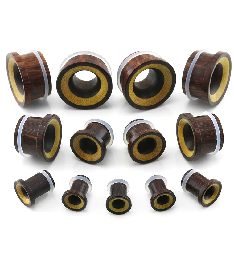 Single Flare Dark Tamarind Wood Tunnels with Jackfruit Inlay - Image 3