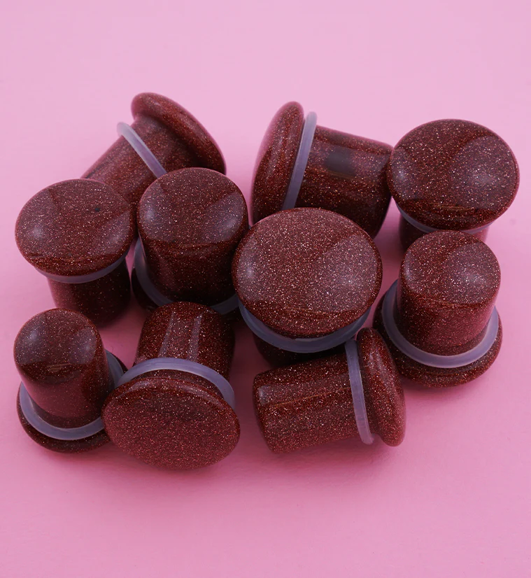 Single Flare Goldstone Glass Plugs - Image 2