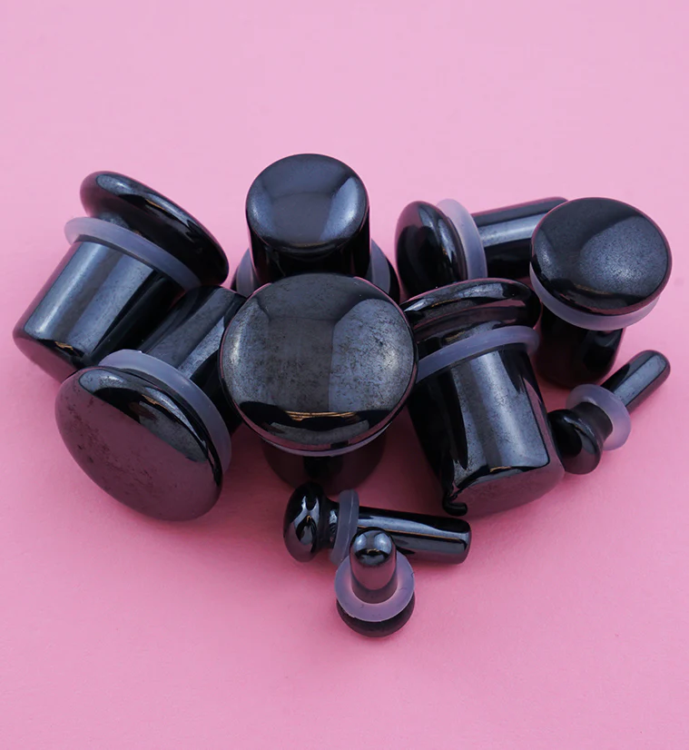 Single Flare Hematite Stone Plugs - Image 2