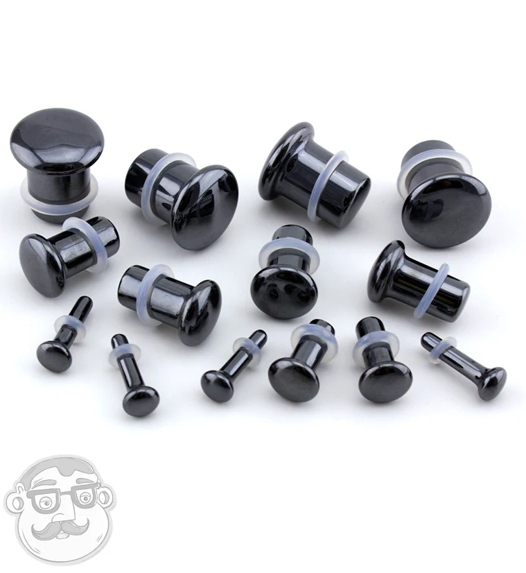 Single Flare Hematite Stone Plugs - Image 3