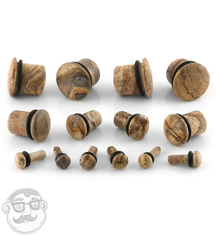 Single Flare Jasper Stone Plugs - Image 2