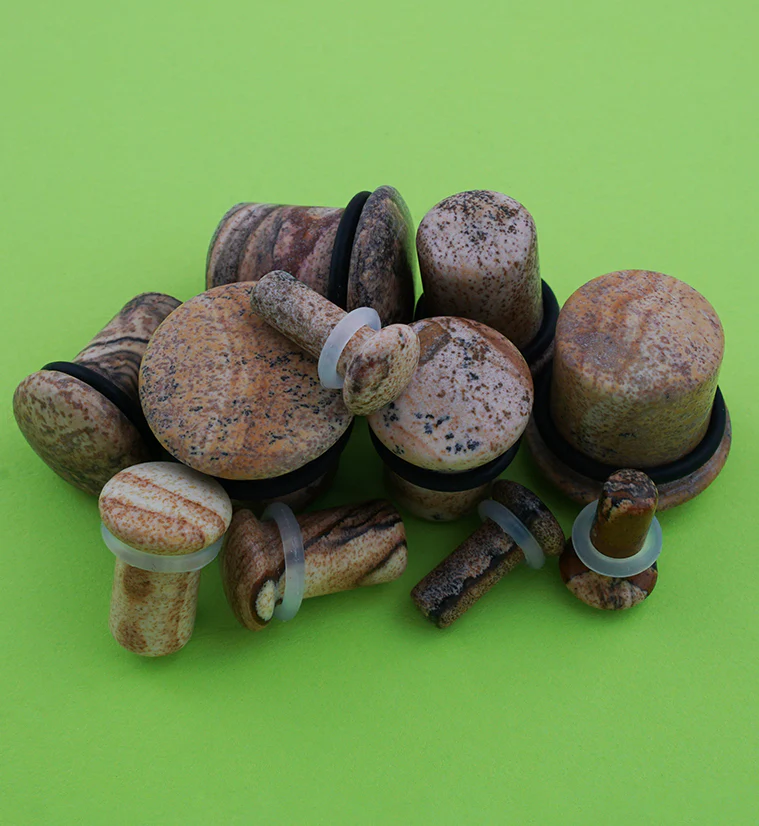 Single Flare Jasper Stone Plugs - Image 3