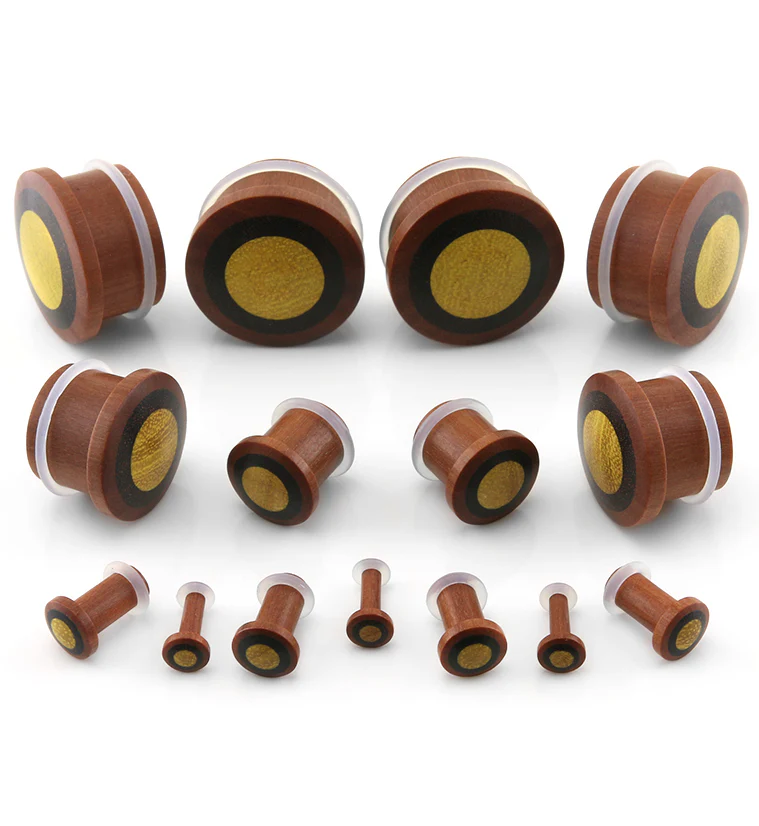 Single Flare Saba Wood Plugs with Areng & Jackfruit Inlay - Image 2