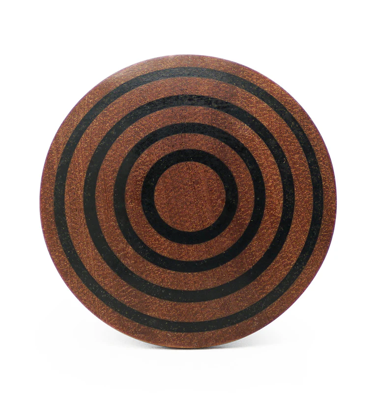 Single Flare Saba Wood Plugs with Triple Target Inlay - Image 4