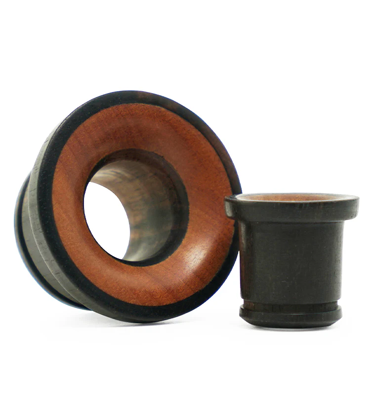 Single Flare Areng Wood Tunnels with Saba Inlay