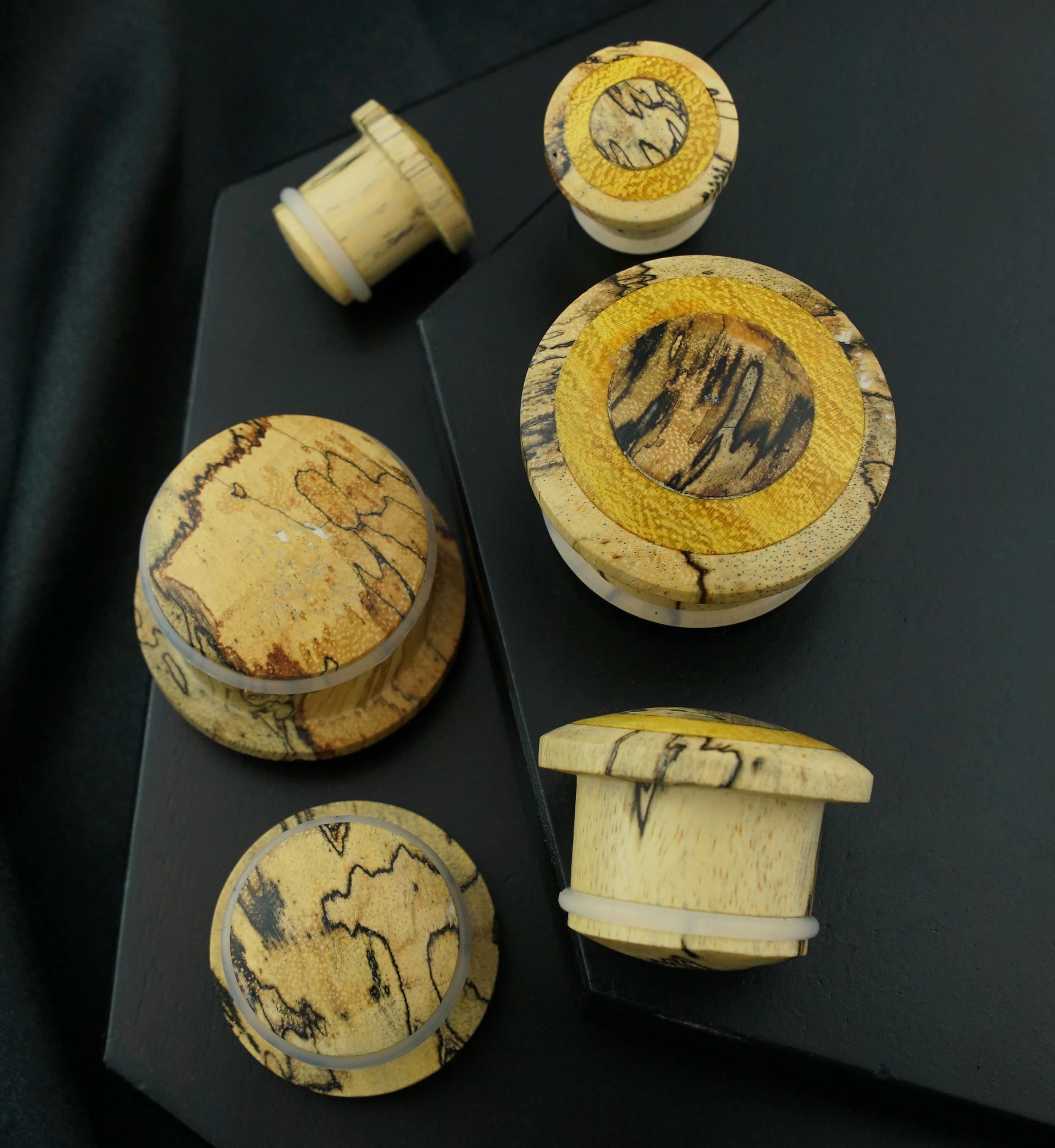 Single Flare Tamarind Wood Plugs with Jackfruit Inlay - Image 2
