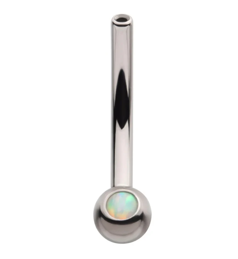 Single Opalite Titanium Curved Threadless Barbell - Image 3