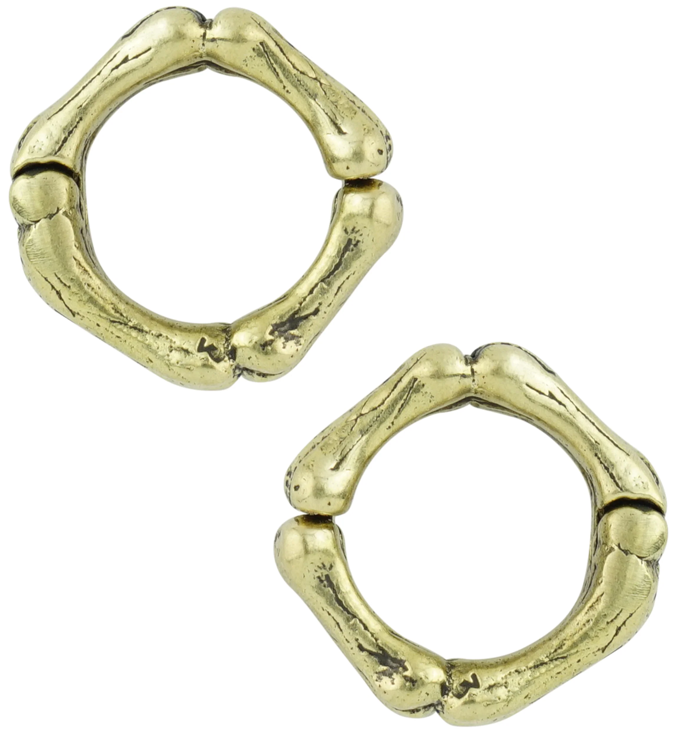 Skeletal Brass Hinged Stretched Ear Cuffs - Image 3
