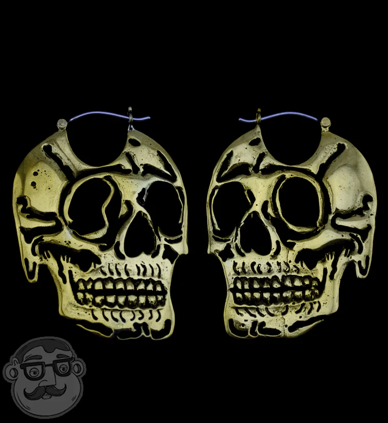 Skull Brass Earrings - Weights - Image 3