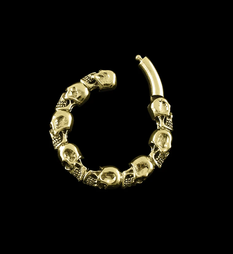 Skull Hoop Brass Ear Weights - Image 2
