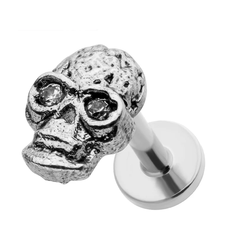 Rugged Skull Stainless Steel Threadless Labret