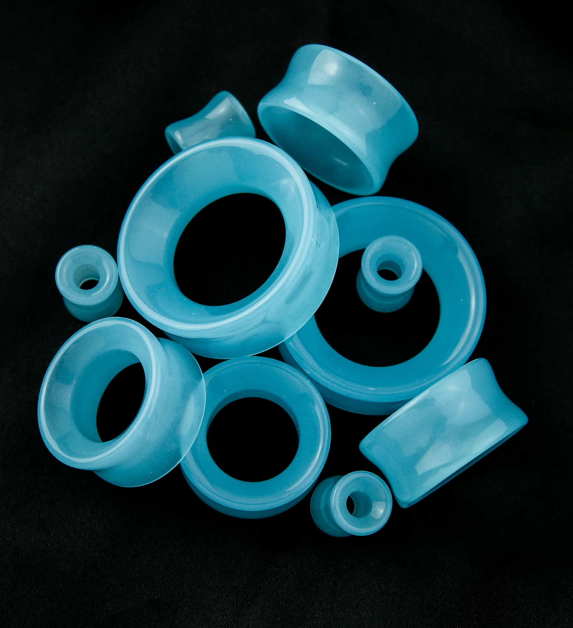 Sky Blue Glass Double Flare Tunnels - Image 2