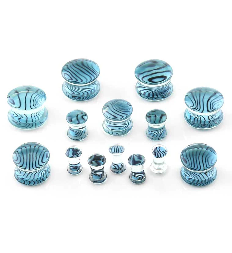 Sky Blue Zebra Glass Plugs - Image 2