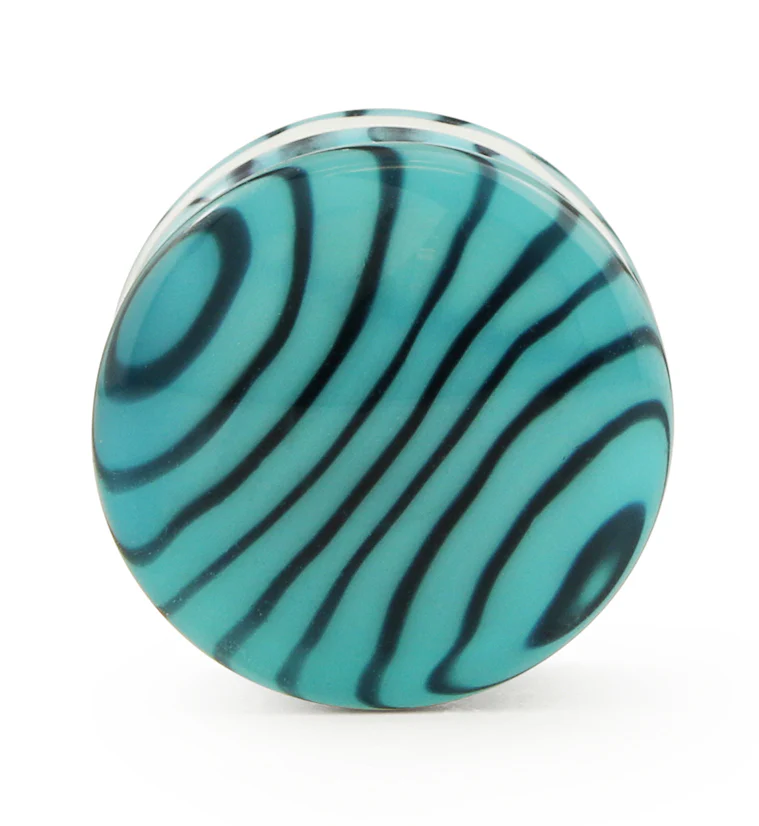 Sky Blue Zebra Glass Plugs - Image 3