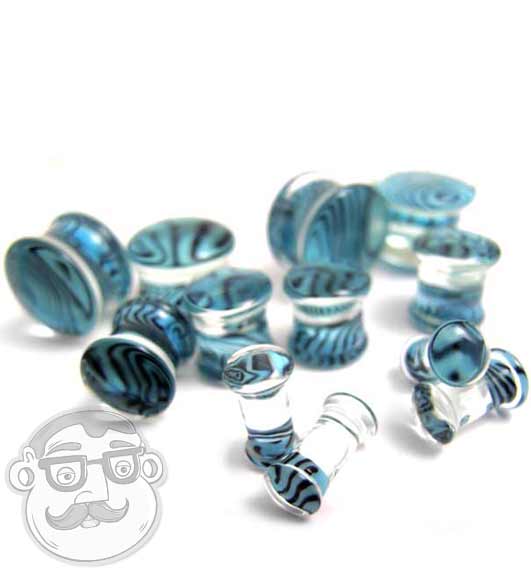 Sky Blue Zebra Glass Plugs - Image 6