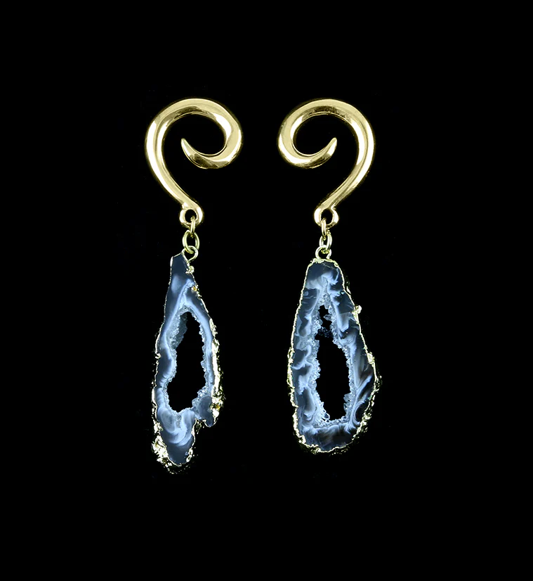 Slim Geode Slice Brass Hangers