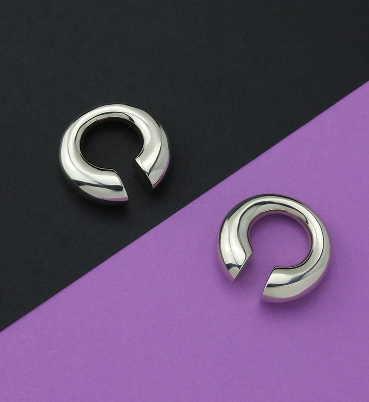 Small Keyhole White Brass Ear Weights - Image 2