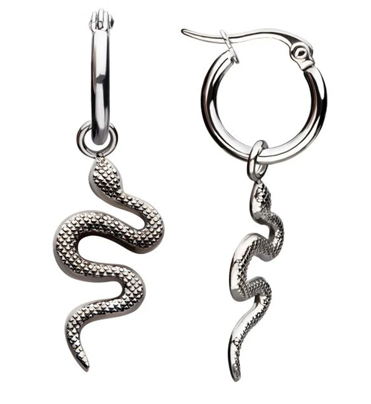 Snake Stainless Steel Hoop Earrings - Image 3