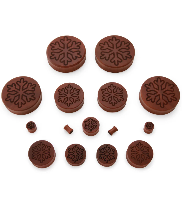 Snowflake Engraved Wood Plugs - Image 2
