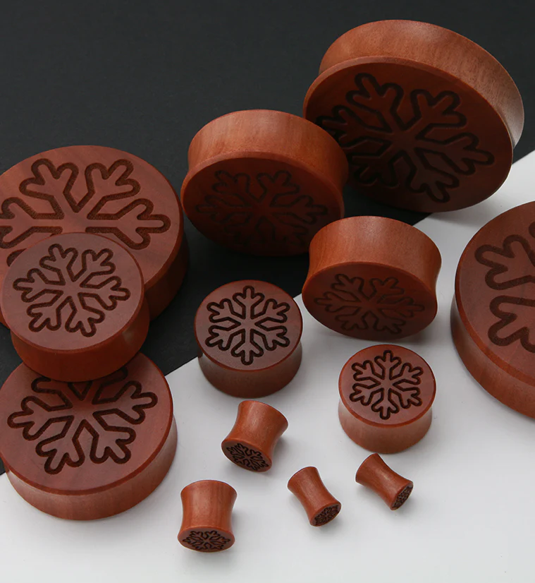 Snowflake Engraved Wood Plugs - Image 3