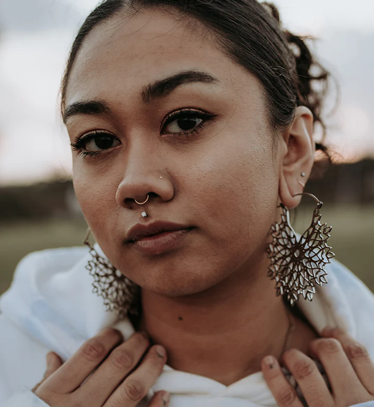 Snowflake White Brass Earrings - Weights - Image 3