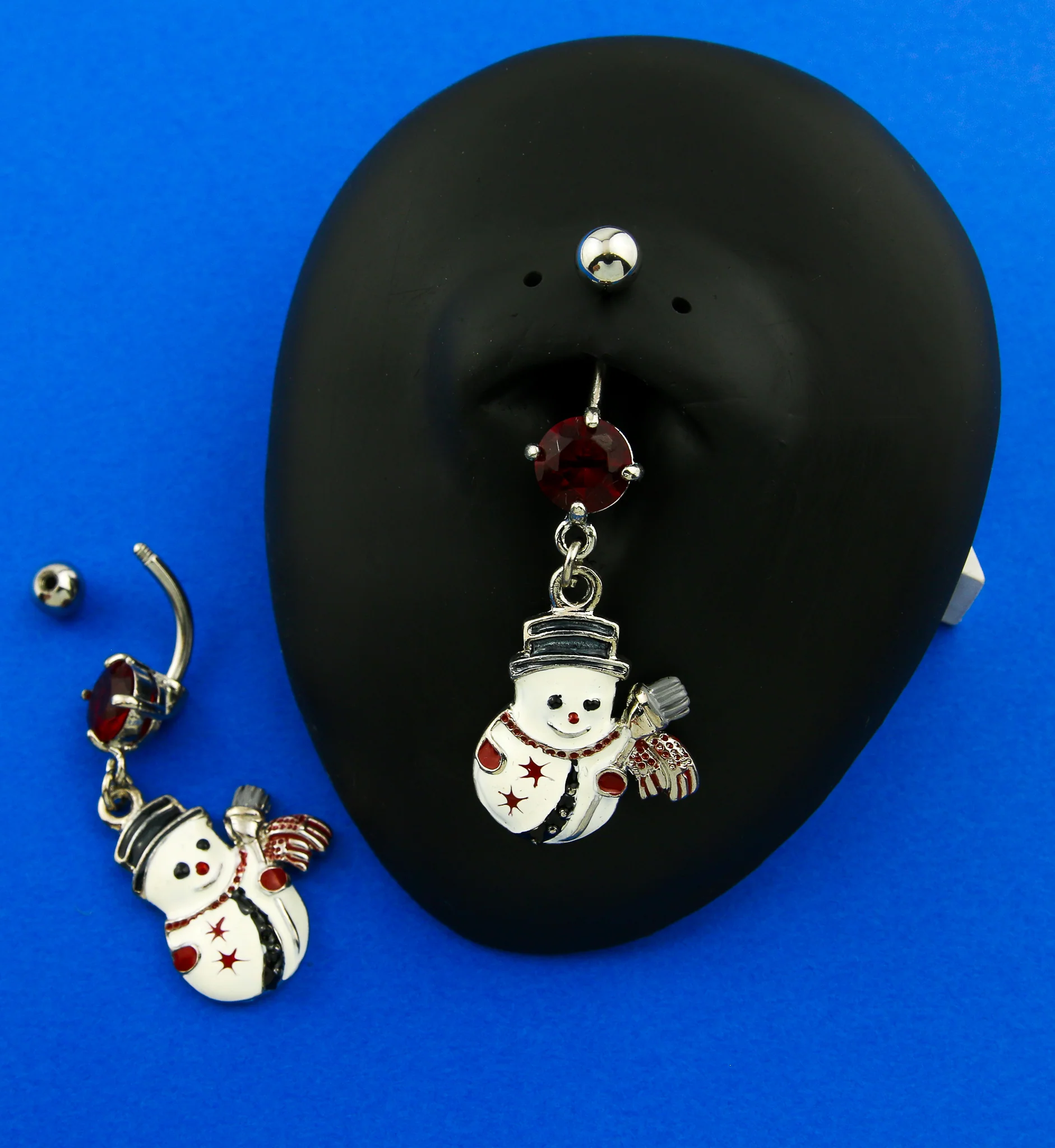 Snowman Dangle Stainless Steel Belly Button Ring - Image 2