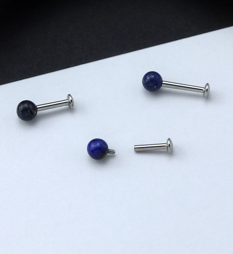 Sodalite Blue Stone Ball Top Internally Threaded Labret - Image 2