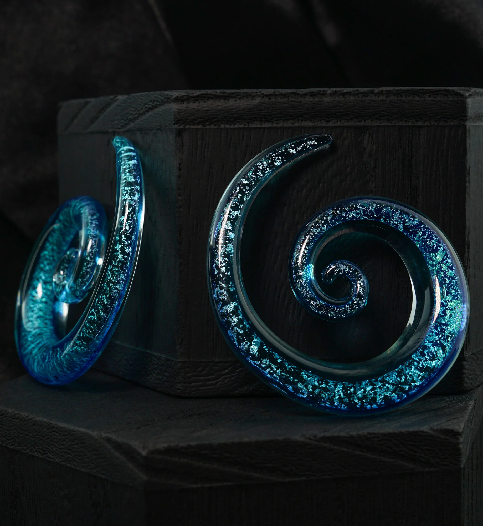 Solstice Blue Dichroic Glass Spirals - Image 2