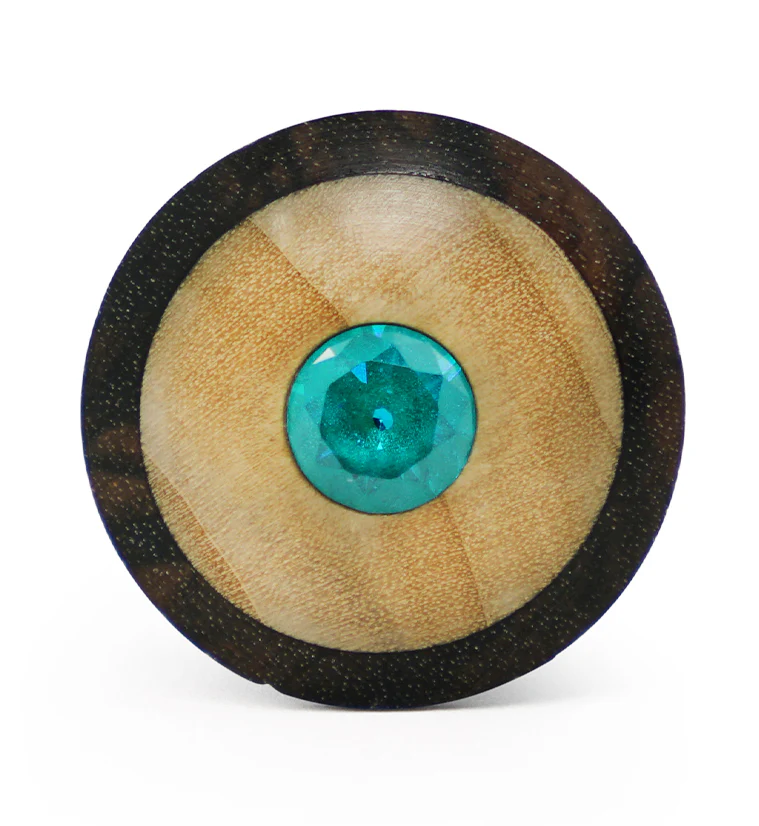 Sono - Crocodile Wood Plugs With Aqua CZ Gem Inlay - Image 3
