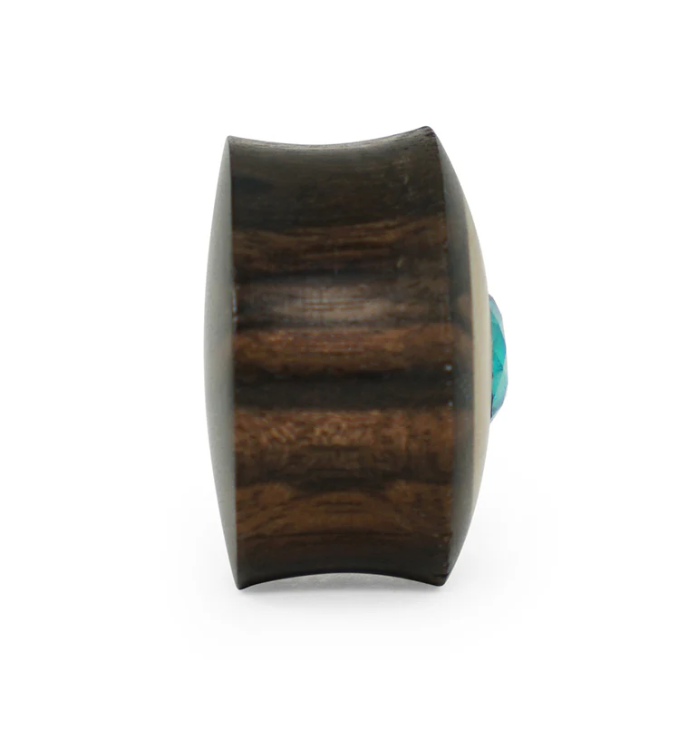 Sono - Crocodile Wood Plugs With Aqua CZ Gem Inlay - Image 4